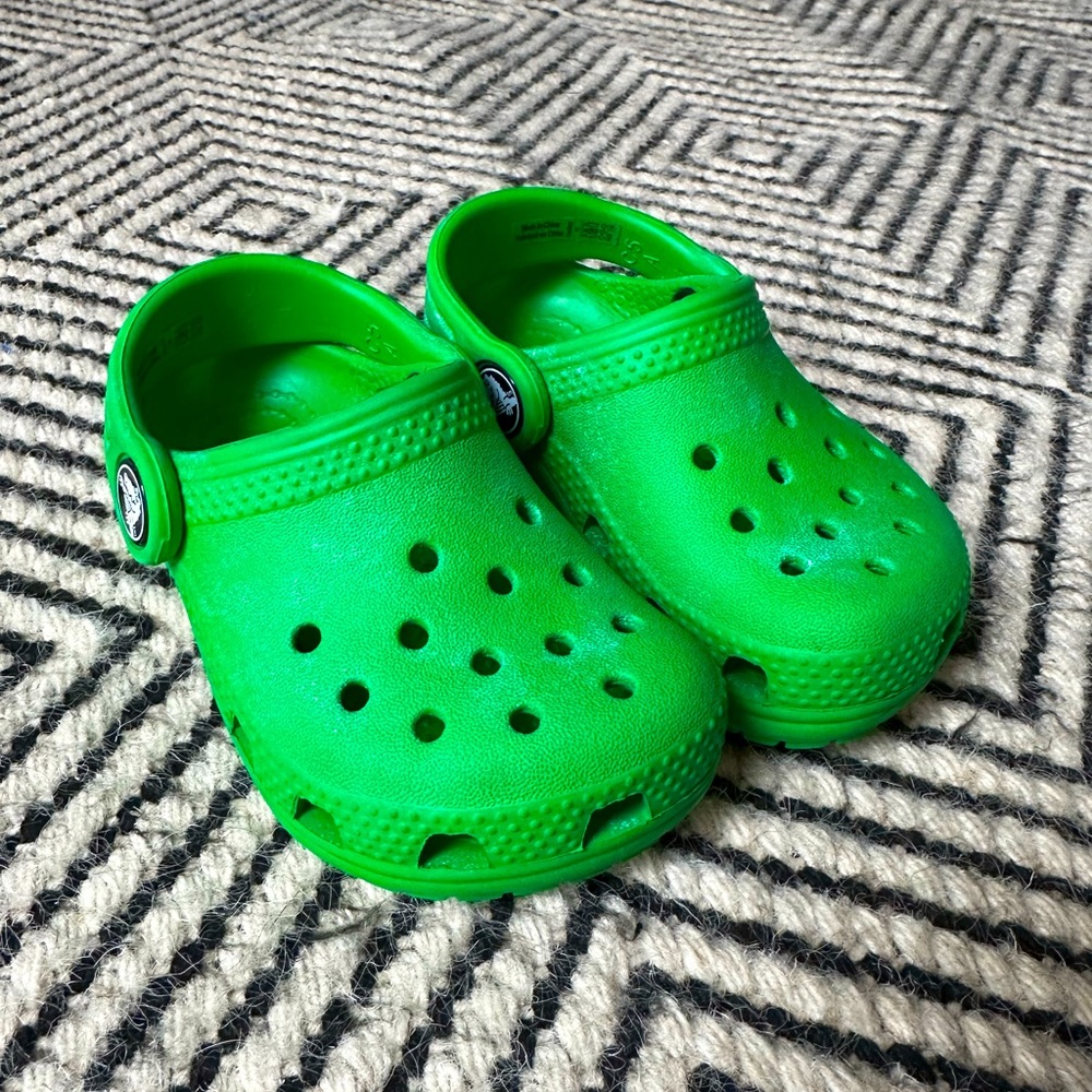 Green Crocs for baby / toddler, size 5